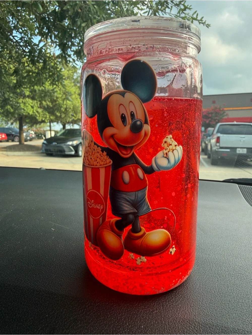 Disney Red Glitter Mickey Mouse Popcorn Jar